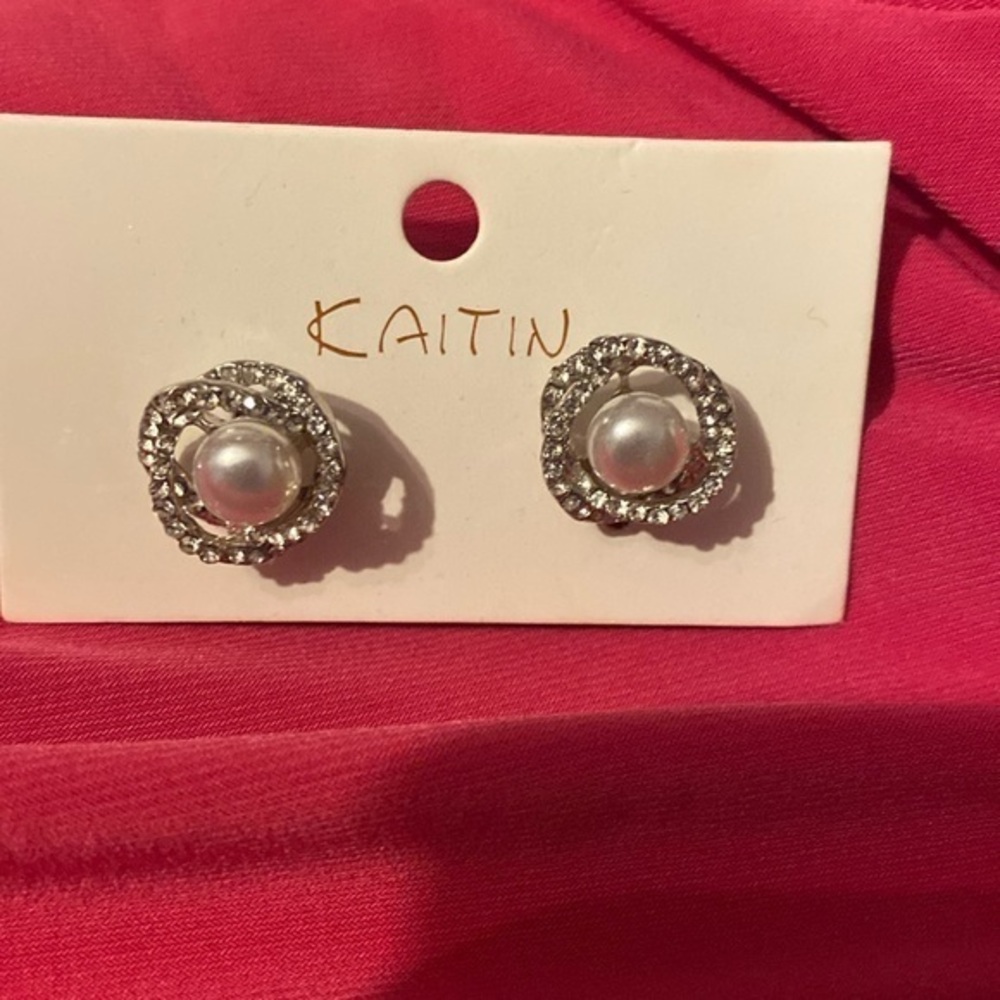 Kaitin faux Pearl and rhinestone earrings